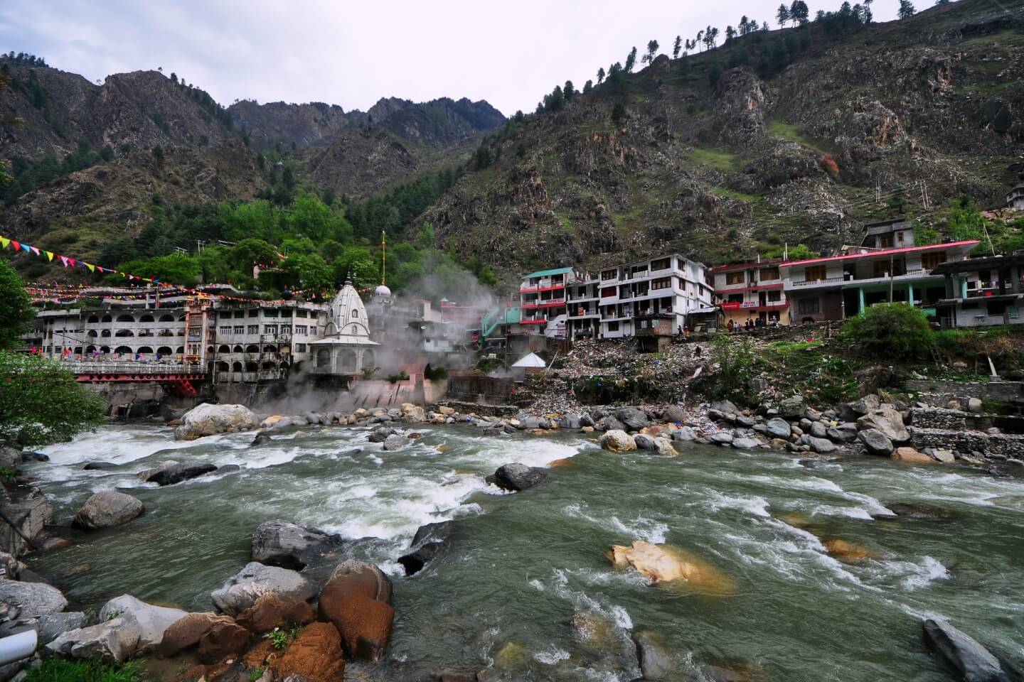 manu temple and vashisht hot springs